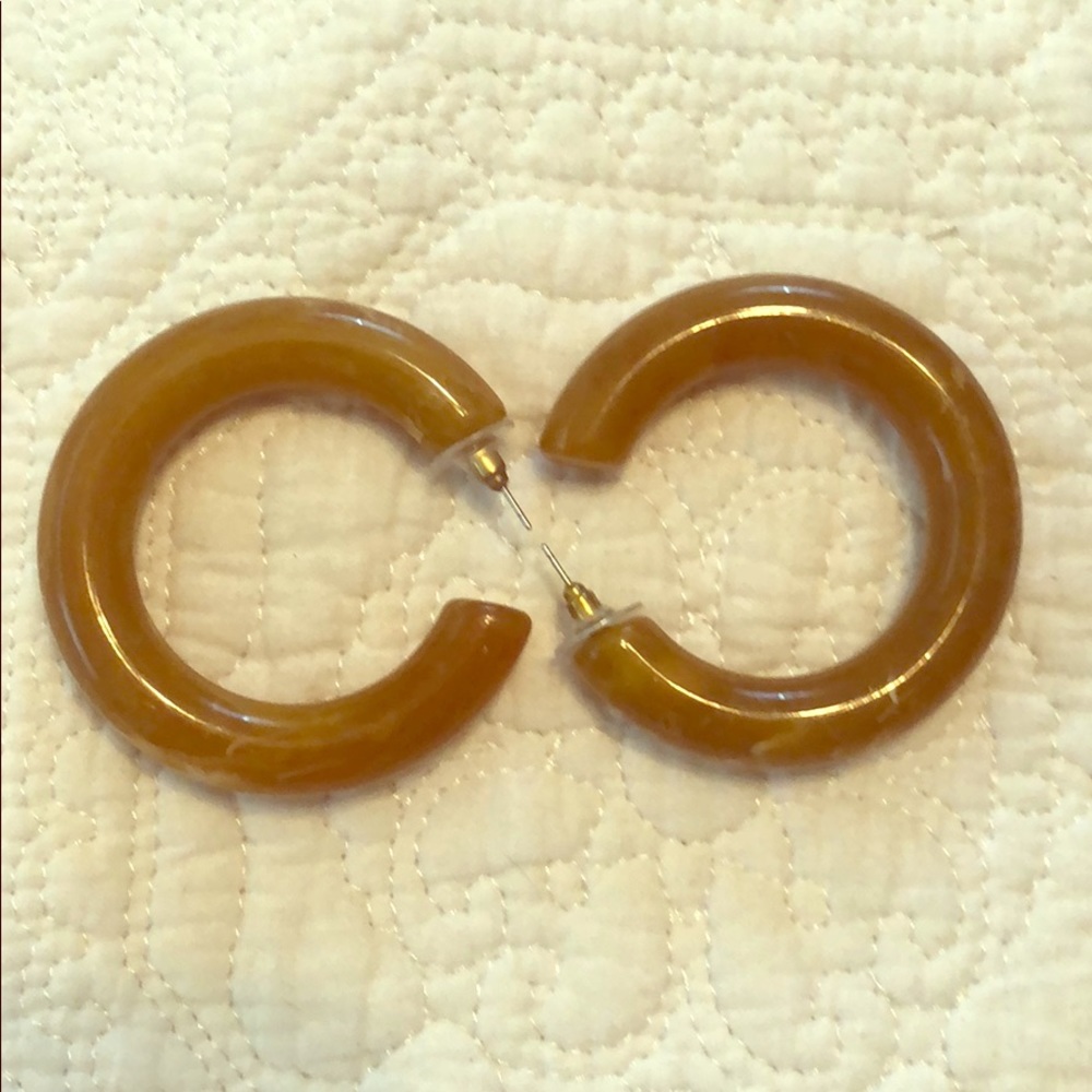 tan plastic hoop earrings